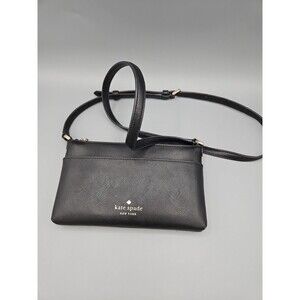 Kate Spade New York Black Saffiano Leather Crossbody Bag Small Zip Pouch